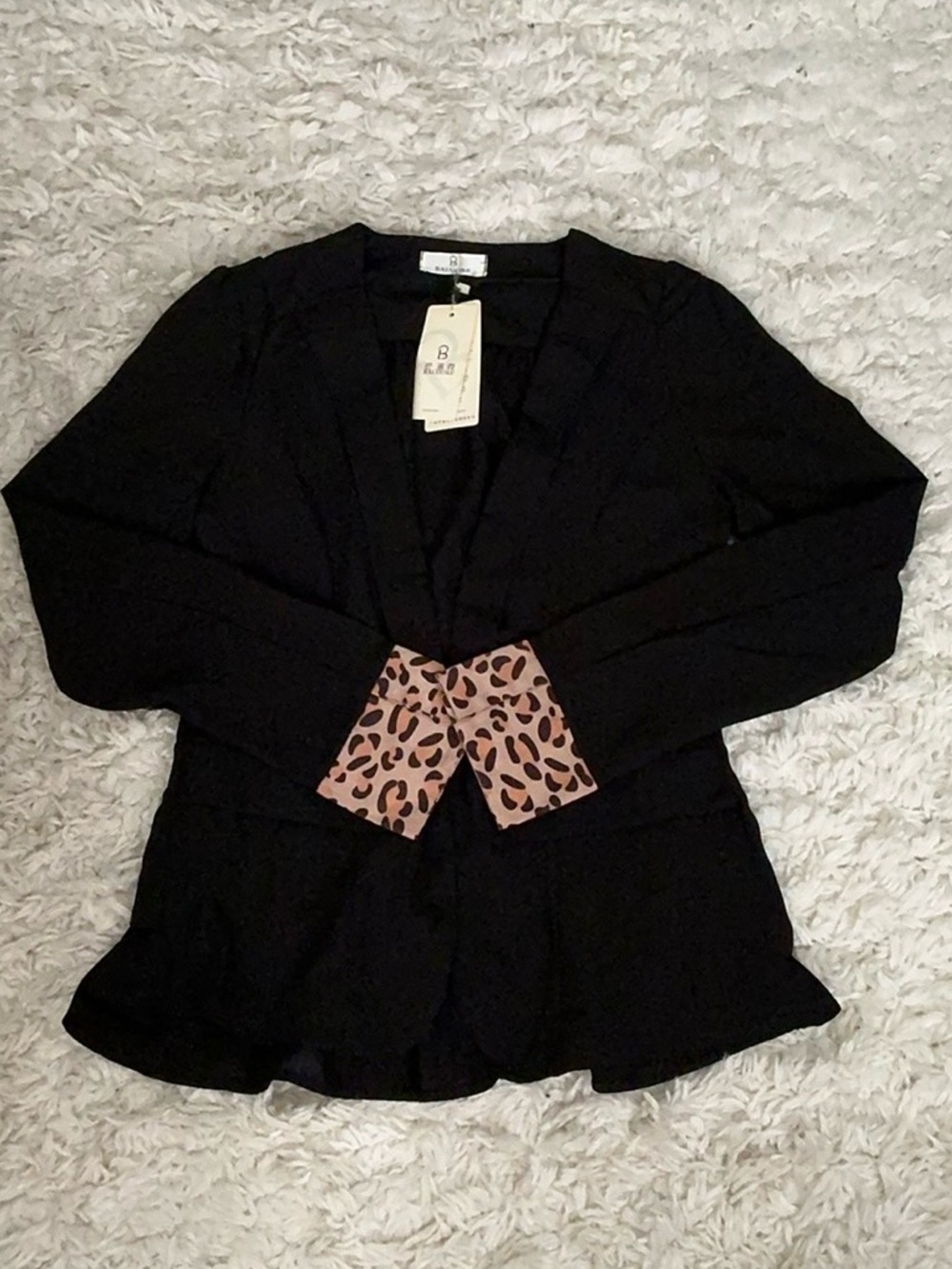 VINTAGE Black Leopard Trim Blazer
